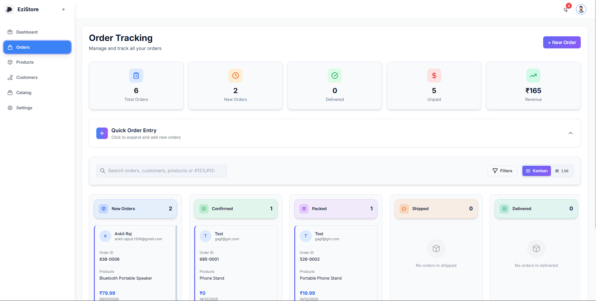 EziStore Dashboard